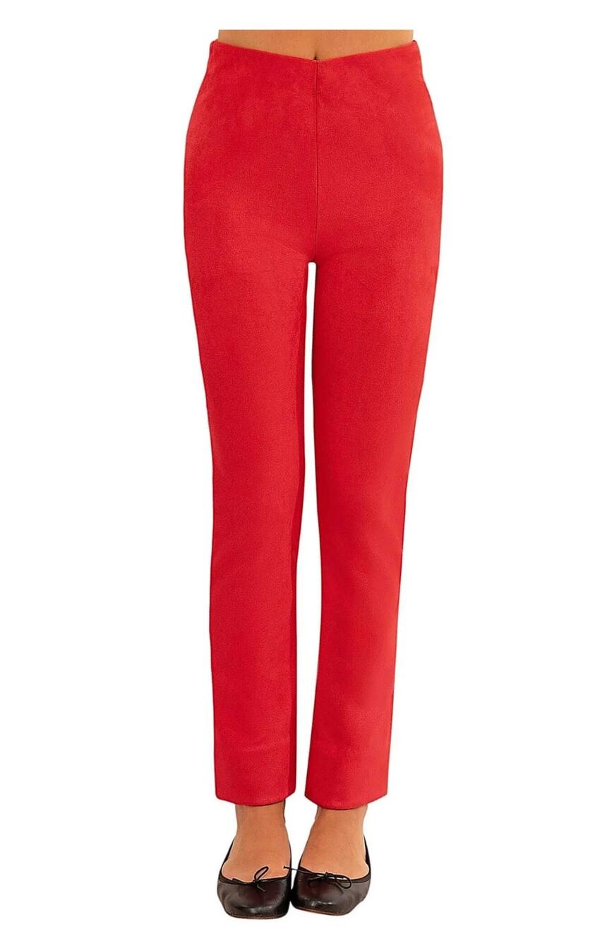 Gretchen Scott Gripeless Pull On Pants in bright red stretchy ankle size XL